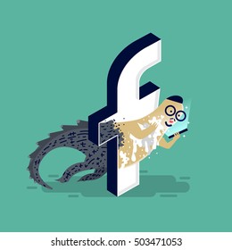 Monster try to move from otherside of "F" and show face cleanning.