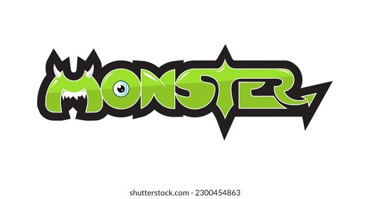 Tipografía de monstruo con un ojo dentro de la letra o