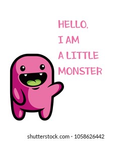 Monster with typography vector for t shirt printing and embroidery, Graphic tee and printed tee. Funny background.
