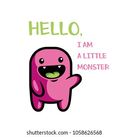 Monster with typography vector for t shirt printing and embroidery, Graphic tee and printed tee. Funny background.