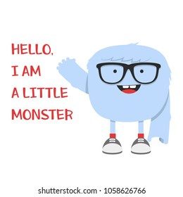 Monster with typography vector for t shirt printing and embroidery, Graphic tee and printed tee. Funny background.