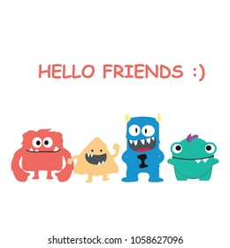 Monster with typography vector for t shirt printing and embroidery, Graphic tee and printed tee. Funny background.