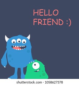 Monster with typography vector for t shirt printing and embroidery, Graphic tee and printed tee. Funny background.
