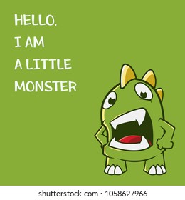 Monster with typography vector for t shirt printing and embroidery, Graphic tee and printed tee. Funny background.