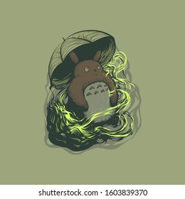 Monster with umbrella vector illustration