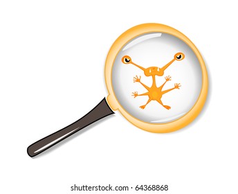 monster under a magnifier. vector 2