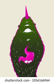 Monster unicorn. Vector character design
