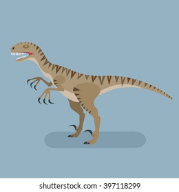 Monster Utahraptor. Utahraptor icon. Extinct carnivore animal. Agressive spiny lizard. Prehistoric dinosaur. Trendy flat vector illustration.