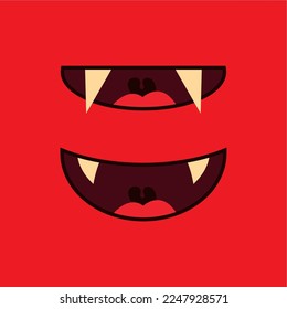 monster or vampire mouth cartoon vector template