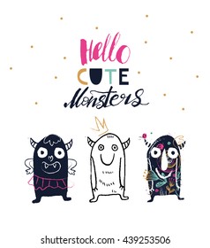 Monster vector EPS 10. Cartoon monsters set. Colorful toy monster, cute monster. 