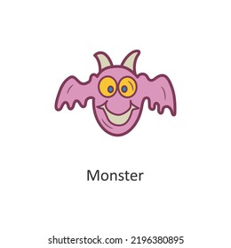 Monster vector filled outline Icon Design illustration. Halloween Symbol on White background EPS 10 File