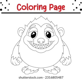Monster Vector Illustration Art. Funny Halloween Monster coloring book page.