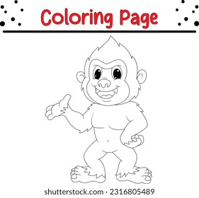 Monster Vector Illustration Art. Funny Halloween Monster coloring book page.