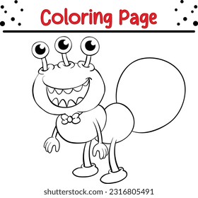 Monster Vector Illustration Art. Funny Halloween Monster coloring book page.