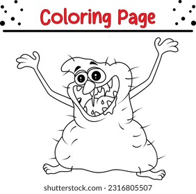 Monster Vector Illustration Art. Funny Halloween Monster coloring book page.