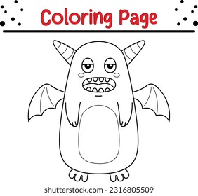 Monster Vector Illustration Art. Funny Halloween Monster coloring book page.