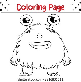Monster Vector Illustration Art. Funny Halloween Monster coloring book page.
