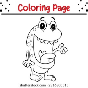 Monster Vector Illustration Art. Funny Halloween Monster coloring book page.