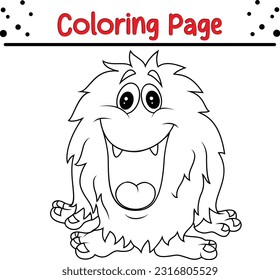 Monster Vector Illustration Art. Graciosa página de libros de colorido Halloween Monster.