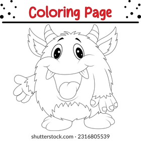 Monster Vector Illustration Art. Funny Halloween Monster coloring book page.