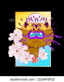monster vector illustration for sukajan is mean japanese jacket design