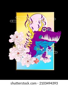 monster vector illustration for sukajan is mean japanese jacket design