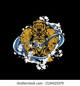 monster vector illustration for sukajan is mean japanese jacket design