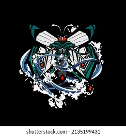 monster vector illustration for sukajan is mean japanese jacket design