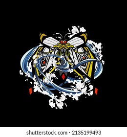 monster vector illustration for sukajan is mean japanese jacket design