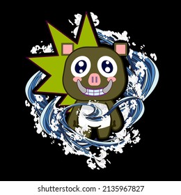monster vector illustration for sukajan is mean japanese jacket design