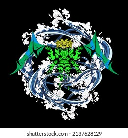 monster vector illustration for sukajan is mean japanese jacket design