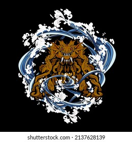monster vector illustration for sukajan is mean japanese jacket design