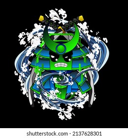 monster vector illustration for sukajan is mean japanese jacket design