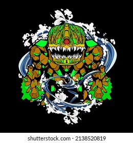 monster vector illustration for sukajan is mean japanese jacket design