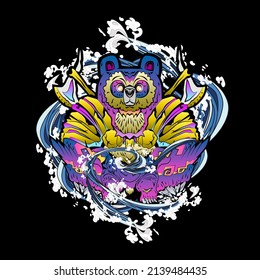 monster vector illustration for sukajan is mean japanese jacket design