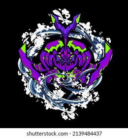monster vector illustration for sukajan is mean japanese jacket design