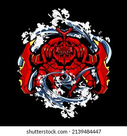 monster vector illustration for sukajan is mean japanese jacket design