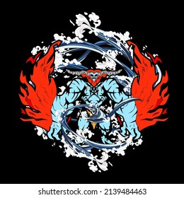 monster vector illustration for sukajan is mean japanese jacket design