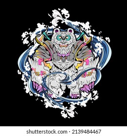 monster vector illustration for sukajan is mean japanese jacket design