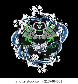 monster vector illustration for sukajan is mean japanese jacket design