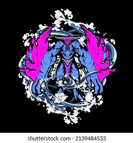 monster vector illustration for sukajan is mean japanese jacket design