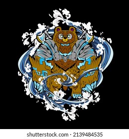 monster vector illustration for sukajan is mean japanese jacket design