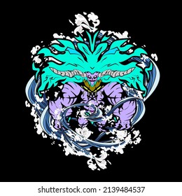 monster vector illustration for sukajan is mean japanese jacket design