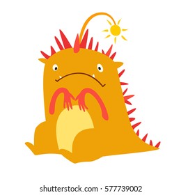 Monster vector. Kids cartoon toy, colorful cute dinosaur character. Vivid fabulous incredible creatures. Isolated Dragon on white background