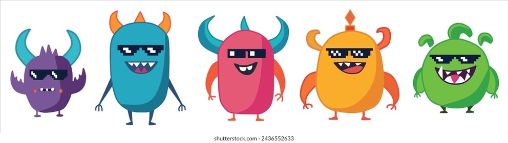 monster vector with thug life glasses