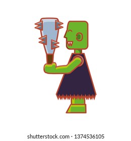 monster of video game and bludgeon with thorn