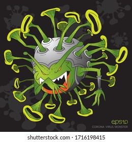 Monster Virus. A Corona Virus cartoon vector image. Character design. Ugly virus.