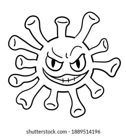 Monster and Virus line art cartoon