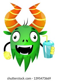 Monster with water, illustration, vector on white background.