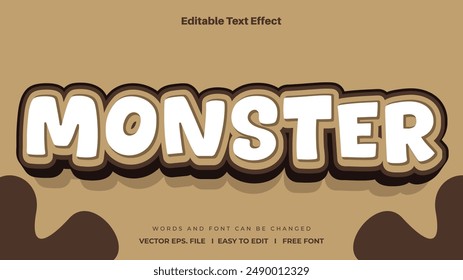 Monster word 3d editable text effect style.